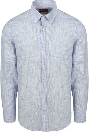 Suitable Shirt Cotton Slub Stripes Blue