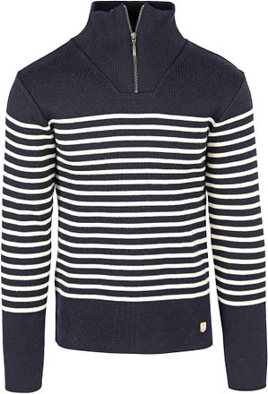 Armor-Lux Truck Driver Halv-Zip Tröja Ull Randig Marinblå