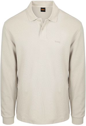 BOSS Petempestolong Long Sleeve Polo Shirt Ecru