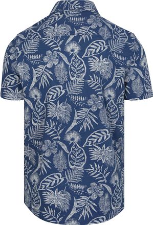 NZA Short Sleeve Shirt Piqué Flower Print Blue