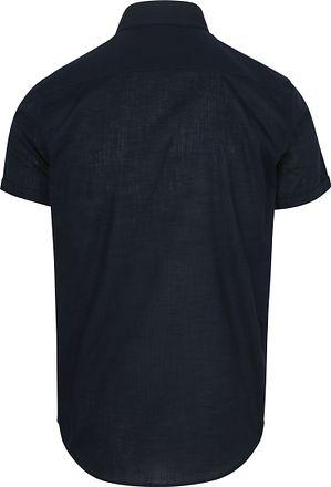 Suitable Short Sleeves Shirt Cotton Slub Navy
