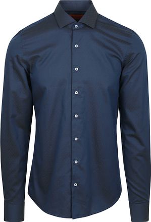 Suitable Skjorte Med Ekstra Lange Ermer Jacquard Navy