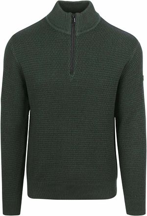 No Excess Half Zip Pullover Structure Melange Dark Green