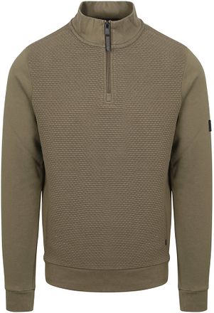Petrol Half Zip Pullover Structure Olive