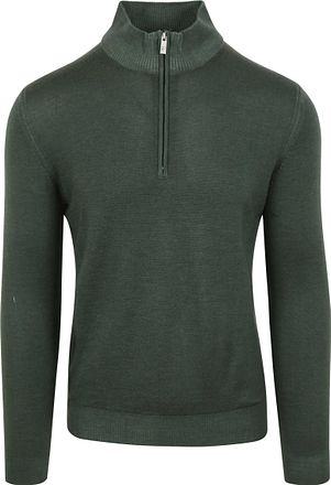 R2 Half Zip Pullover Merino Wolle Dunkelgrün