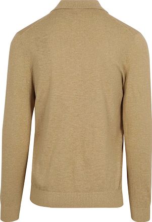 Suitable Longsleeve Knitted Poloshirt Riva Pocket Sand