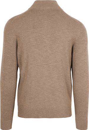 Suitable Slub Yarn Half Zip Pullover Beige
