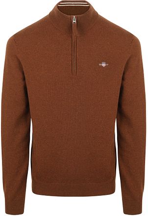 Gant Halvzip Ulltröja Logga Brun