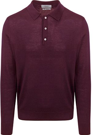 King Essentials Robert — koszulka polo z długim rękawem z wełny merino, burgund