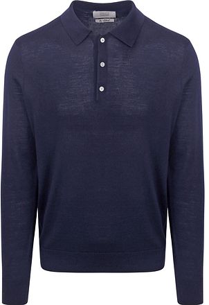 Polo King Essentials The Robert Manches Longues Mérinos Marine