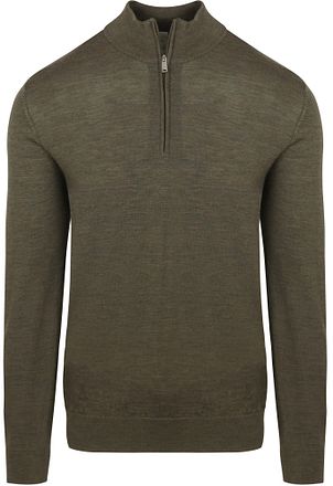 Profuomo Half Zip Pullover Merinowolle Olivgrün