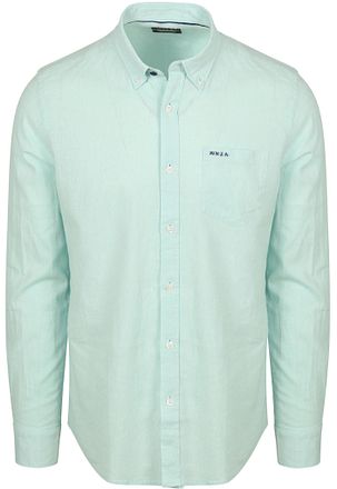 NZA Skjorta Linneblandning Aqua