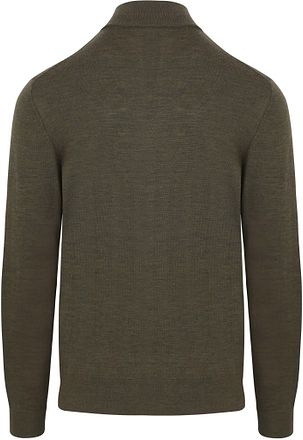 Profuomo Half Zip Pullover Merino Wool Olive Green