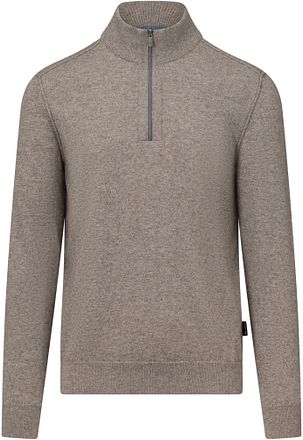 State Of Art Pull Half Zip Wool Blend Taupe Mélanger