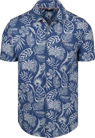 NZA Shirt Kurzarm Piqué Flower Print Blau
