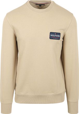 Tommy Hilfiger Tröja Med Rund Logga Beige