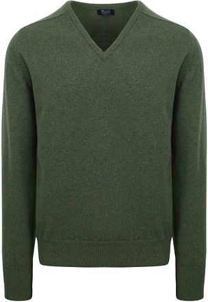 William Lockie Pullover Lamswol V-hals Rosemary Groen