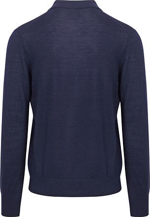 King Essentials The Robert Long Sleeve Poloshirt Merino Navy