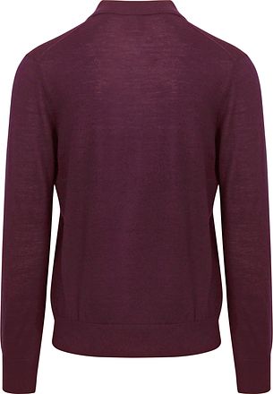 King Essentials The Robert langærmet poloshirt i merinould – bordeaux