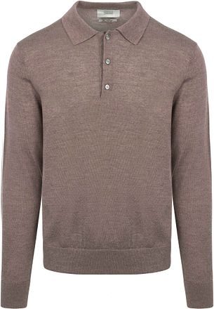 King Essentials The Robert Long Sleeve Polo Shirt Merino Brown