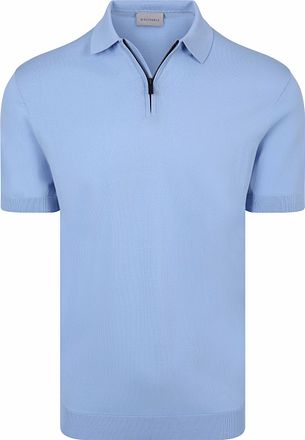Suitable Knitted Half Zip Polo Shirt Dan Light Blue
