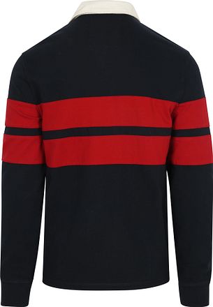Superdry Rugby-Polo Vintage-Streifen Marineblau/Rot