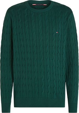 Tommy Hilfiger kabelstrikket genser i mørkegrønn