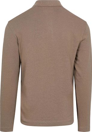 Marc O'Polo Langarm-Polo Baumwolle Leinen Taupe