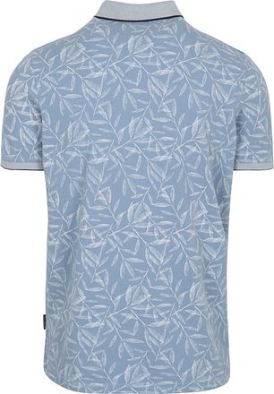 State of Art Polo med bladprint i lyseblå