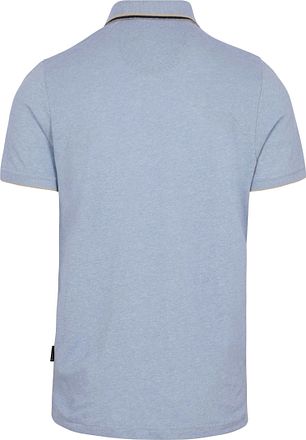State of Art Poloshirt Tipping Cotton Linen Hellblau