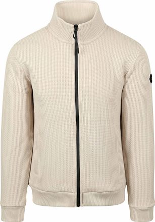 No Excess Cardigan Knitted Rib Structure Ecru