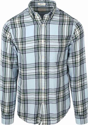 Gant Skjorte Flannel Ternet Blå