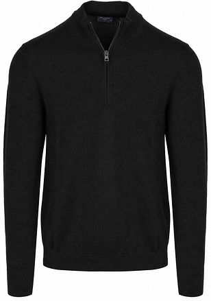 Olymp Half-Zip Trøje i Uld, Sort