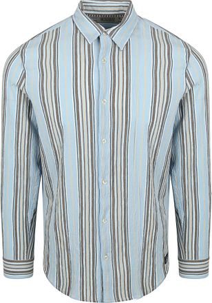 Scotch and Soda Shirt Crinkled Stripe Light Blue