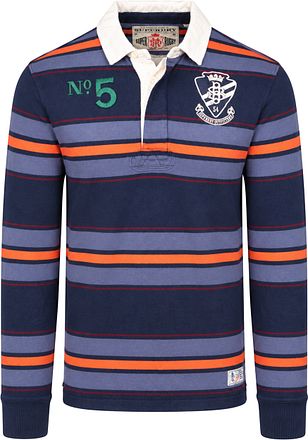 Superdry Rugby Polo Double Emblem Stripe Pomarańczowy granat