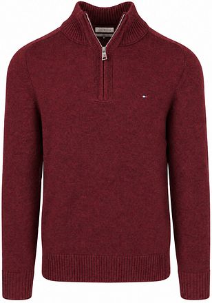Tommy Hilfiger Pullover Half Zip Lambswool Burgundy Heather