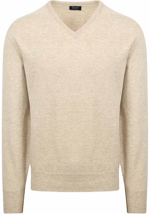 William Lockie V-ringad tröja i lammull och linne i beige