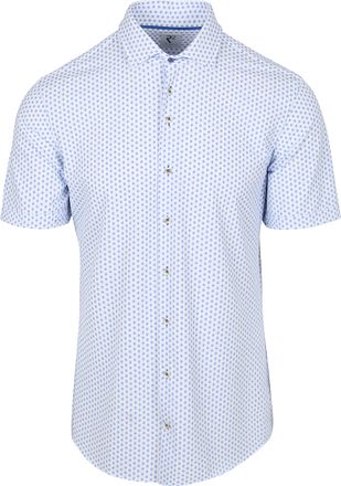 R2 Hemd Shortsleeve Seersucker Blau