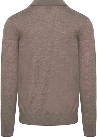 King Essentials The Robert langærmet poloshirt i merinould – brun
