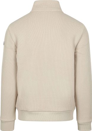 No Excess Cardigan Knitted Rib Structure Ecru