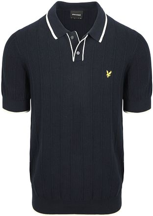 Lyle and Scott Poloshirt Knitted Tipped Dark Navy