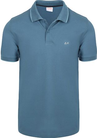 Sun68 Polo Shirt Small Stripe Collar Petrol Blue