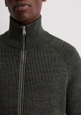 Marc O'Polo Vest Rib Wool Mix Grå