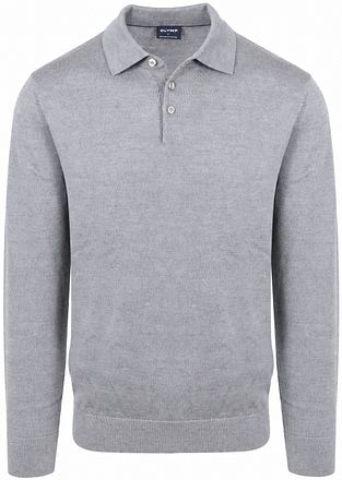 Olymp Poloshirt Langarm Wolle Grau