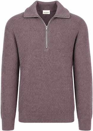 Profuomo Half Zip Pullover Wool Light Aubergine