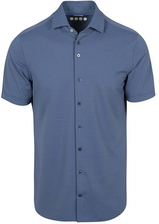 R2 Shirt Seersucker Short Sleeves Navy