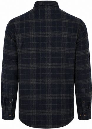 State of Art Overhemd Yarn Dyed Geruit Grijs op Navy