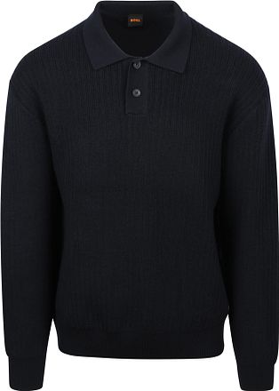 BOSS Langarmet Poloskjorte Marineblå Slim Fit