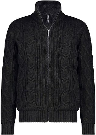 State of Art Cardigan Heavy Cable en Laine Vert Foncé