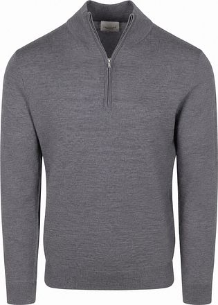 Profuomo Half Zip Pullover Merino Wool Grey